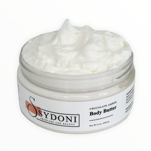 CHOCOLATE AMBER BODY BUTTER with COCOA BUTTER and SHEA BUTTER Net. Wt. 8 oz. 240g
