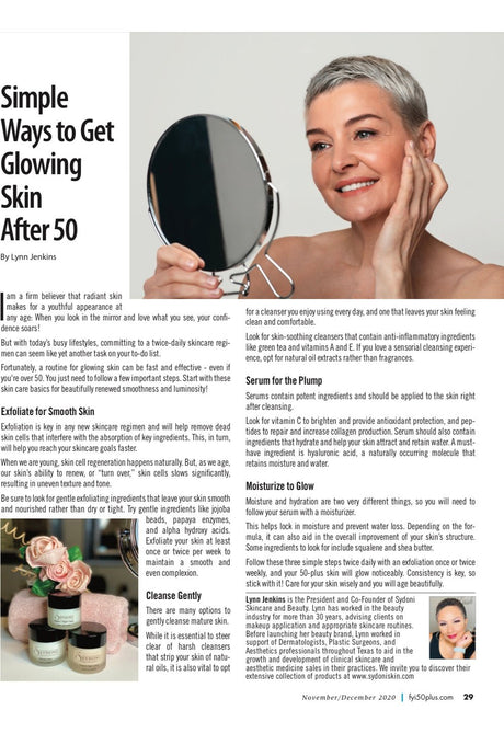 Simple Ways to get Glowing Skin After 50 by Lynn Jenkins for fyi50+ Magazine