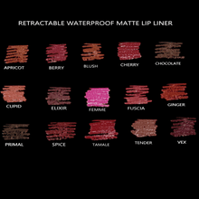 Load image into Gallery viewer, RETRACTABLE WATERPROOF MATTE LIP LINER with SHEA BUTTER 15 SHADES