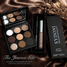 Load image into Gallery viewer, SYDONI JOURNEE EDIT with JOURNEE EYESHADOW PALETTE &amp; CHESTNUT MATTE LIP DUO - Chic, Seamless, Complete